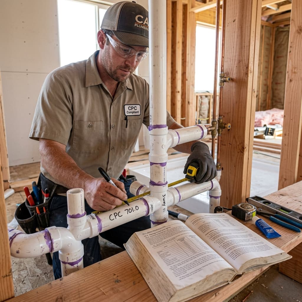 Fixture Unit Values in the California Plumbing Code — C-36 exam visual