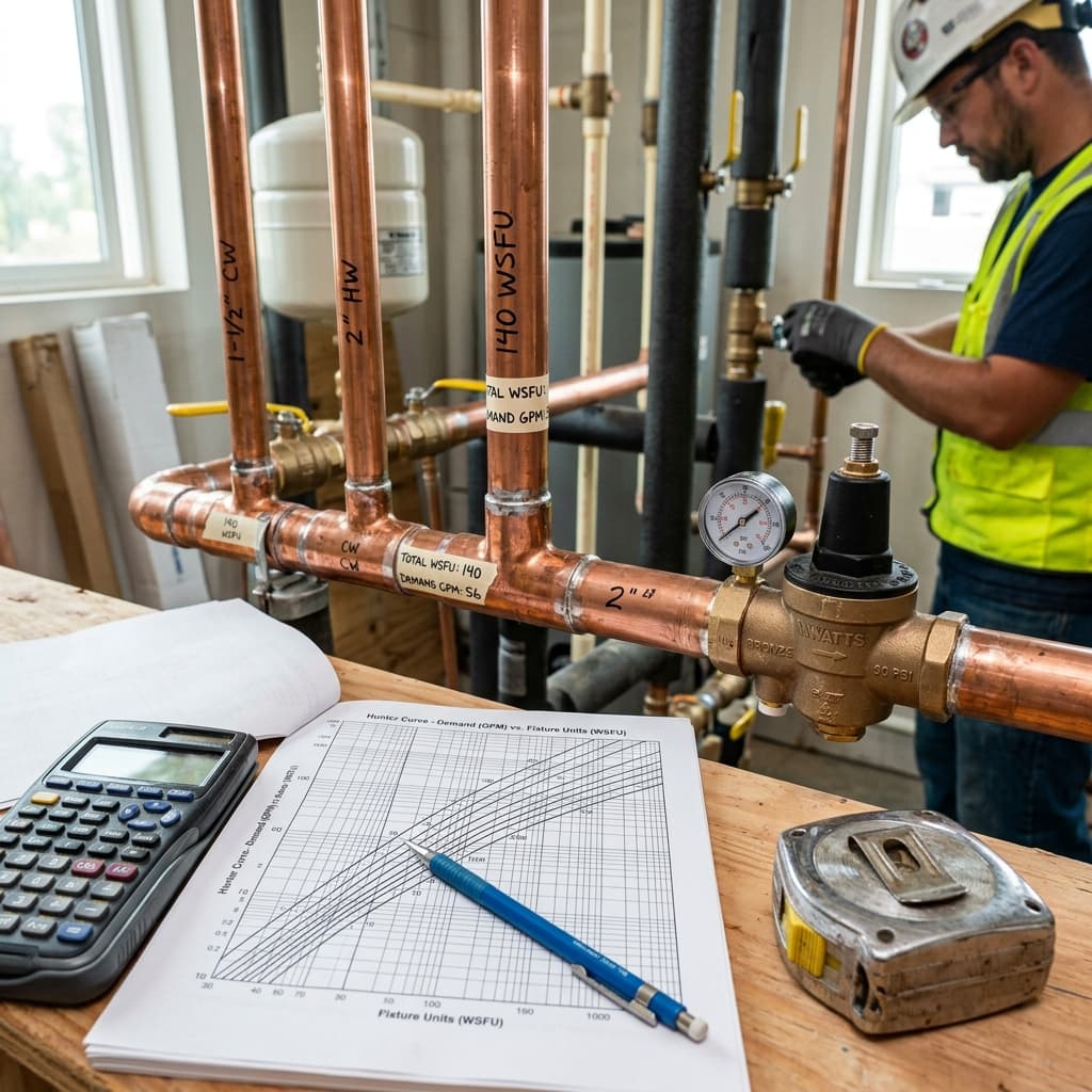 From Fixture Units to Demand Load: The Demand Curve Method — C-36 exam visual