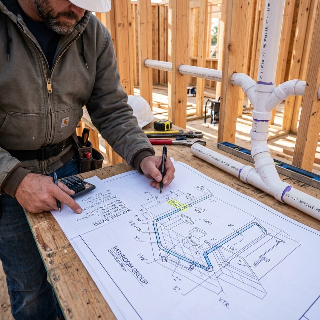 Wet Vent Sizing Calculations — C-36 exam visual
