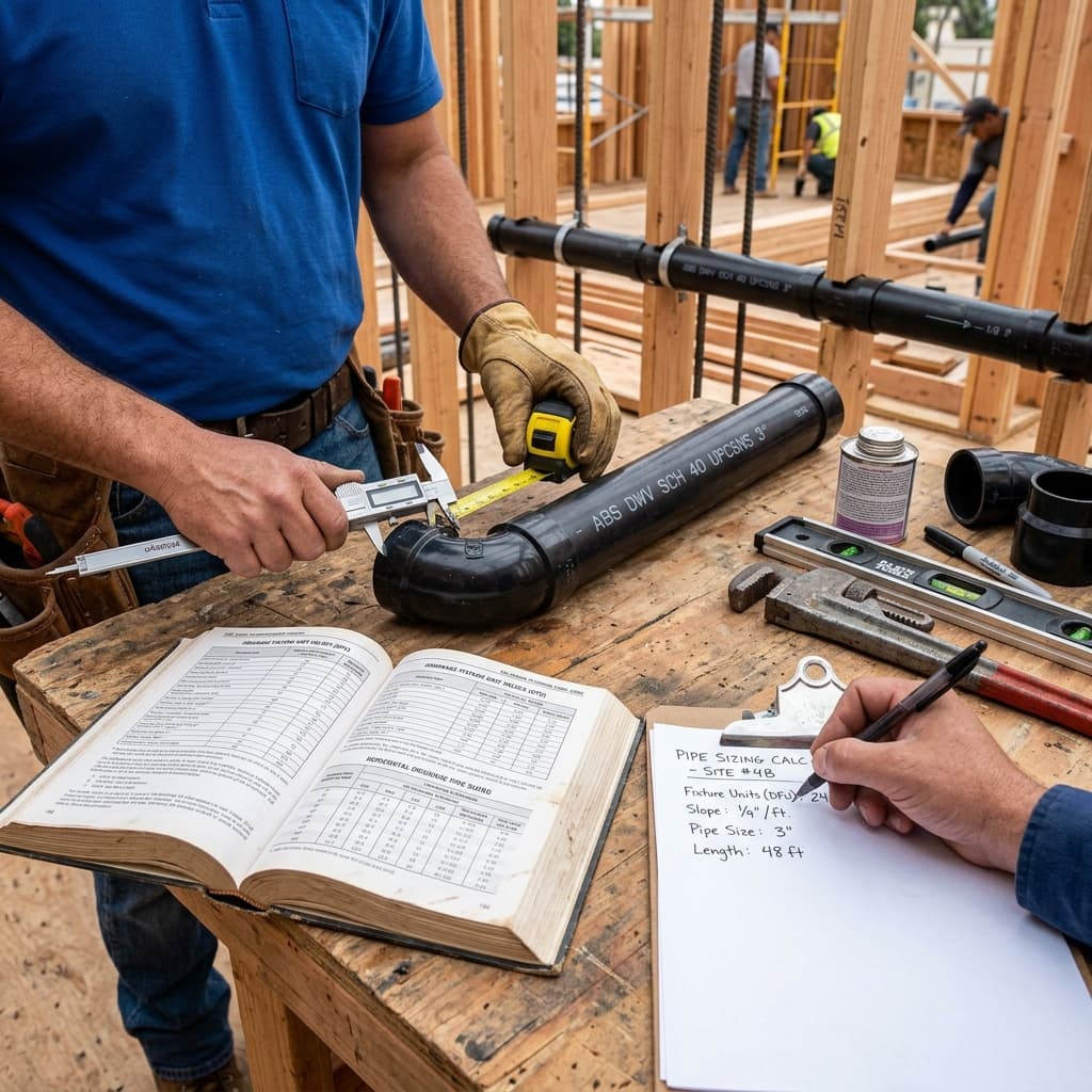 Horizontal Drainage Pipe Sizing Calculations — C-36 exam visual