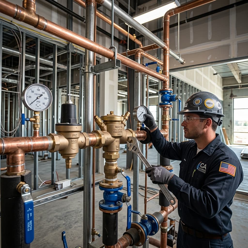 CPC Section 422 Water Supply System Design: Pressure Regulation, Backflow Prevention, and Inspection Requirements — carousel title card