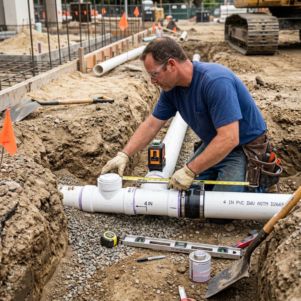 Building Drain and Sewer Sizing — C-36 exam visual