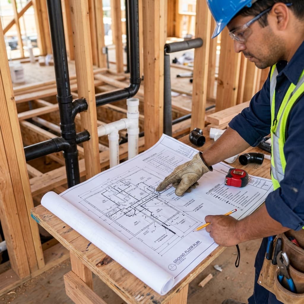 Reading and Interpreting Plumbing System Layout — C-36 exam visual