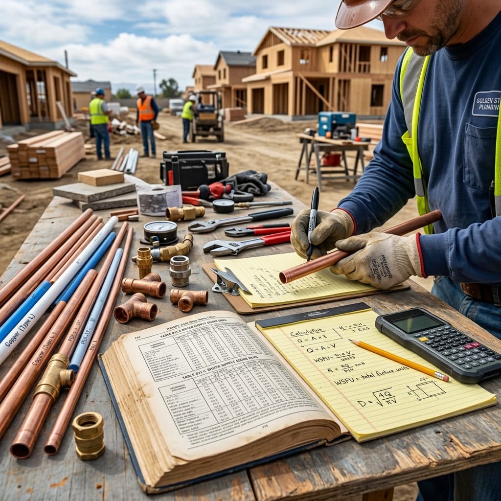 Water Supply Sizing Formulas and Tables — C-36 exam visual