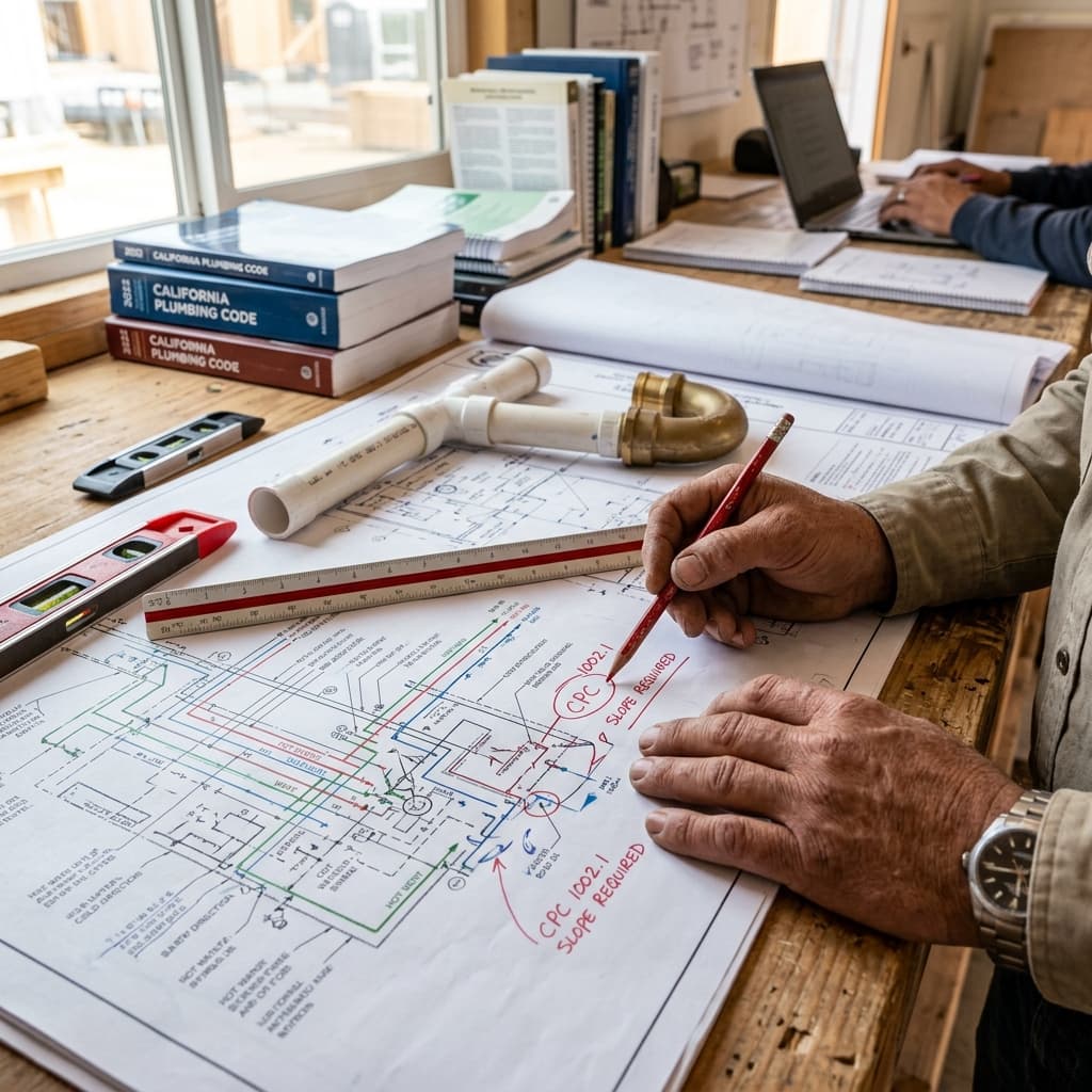 Plan Review Standards for California Plumbing — C-36 exam visual